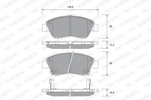 Комплект тормозных колодок, дисковый тормоз WEEN 151-2721