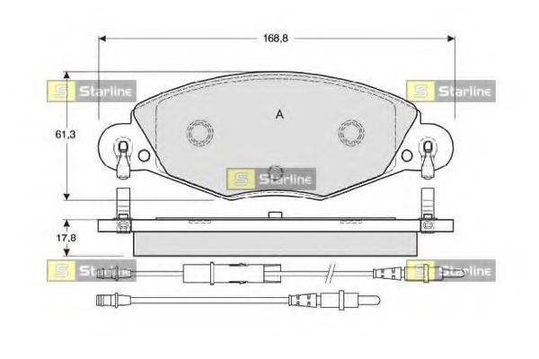 Комплект тормозных колодок, дисковый тормоз STARLINE BD S346