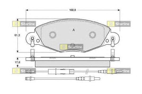 Комплект тормозных колодок, дисковый тормоз STARLINE BD S346P