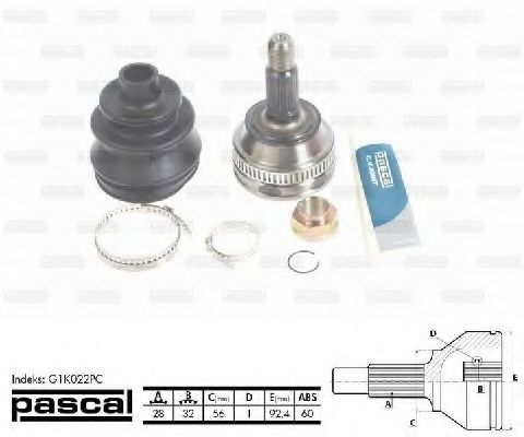Шарнирный комплект, приводной вал PASCAL G1K022PC
