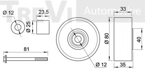 Натяжной ролик, поликлиновой  ремень TREVI AUTOMOTIVE TA1962