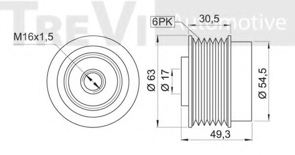 Механизм свободного хода генератора TREVI AUTOMOTIVE TC1553