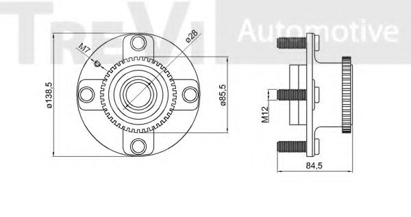 Комплект подшипника ступицы колеса TREVI AUTOMOTIVE KR136