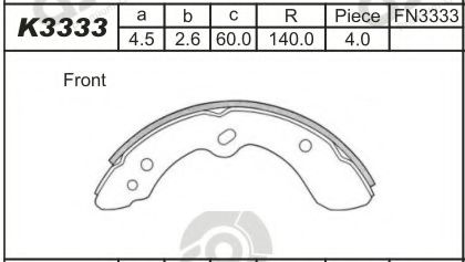 Комплект тормозных колодок ASIMCO K3333