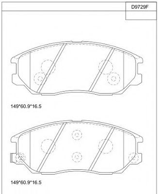 Комплект тормозных колодок, дисковый тормоз ASIMCO KD9729F
