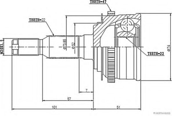 Шарнирный комплект, приводной вал HERTH+BUSS JAKOPARTS J2820904