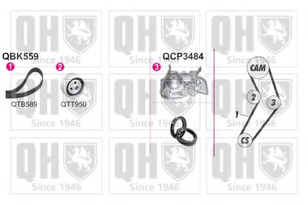 Водяной насос + комплект зубчатого ремня QUINTON HAZELL QBPK5591