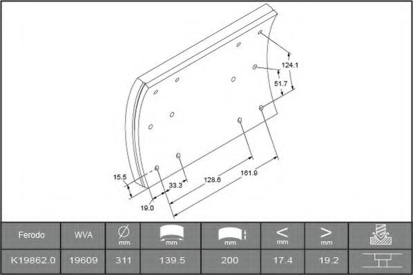 Комплект тормозных башмаков, барабанные тормоза FERODO K19862.0-F3537