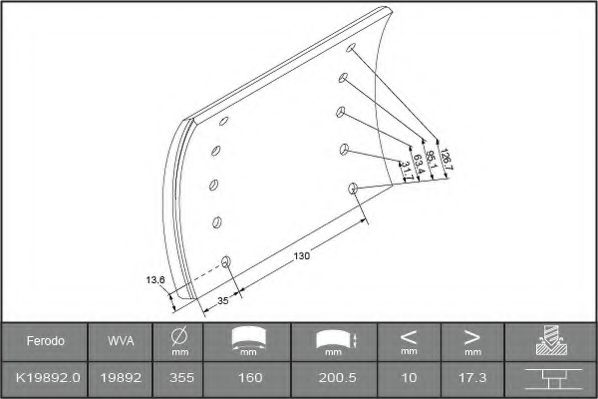 Комплект тормозных башмаков, барабанные тормоза FERODO K19892.0-F3504