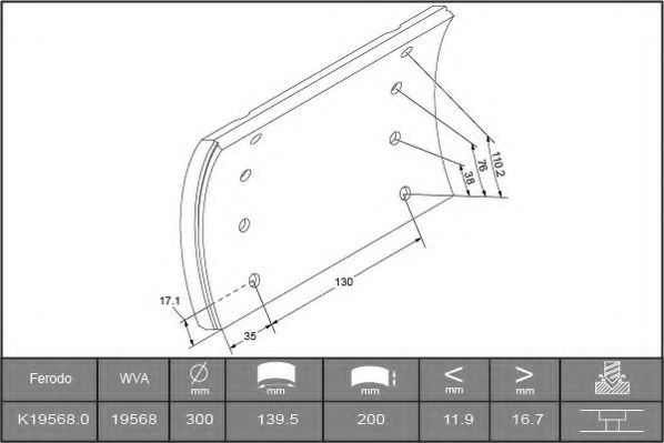 Комплект тормозных башмаков, барабанные тормоза FERODO K19568.0TG