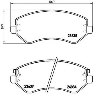 Комплект тормозных колодок, дисковый тормоз BREMBO P 37 007