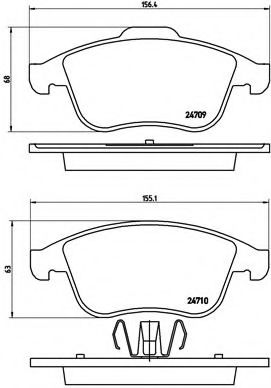 Комплект тормозных колодок, дисковый тормоз BREMBO P 68 046