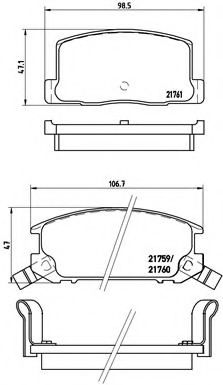 Комплект тормозных колодок, дисковый тормоз BREMBO P 83 019