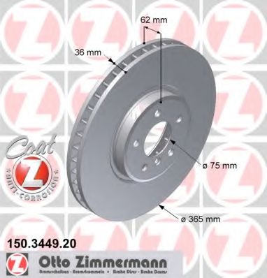 Тормозной диск ZIMMERMANN 150.3449.20