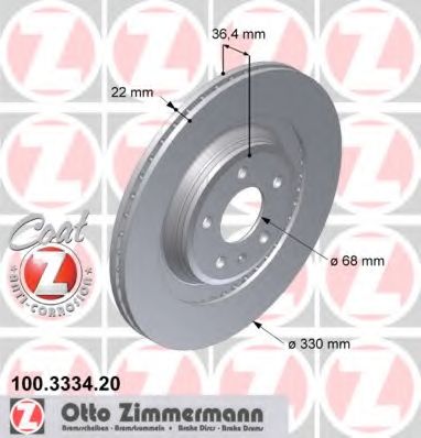 Тормозной диск ZIMMERMANN 100.3334.20