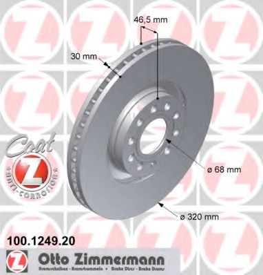 Тормозной диск ZIMMERMANN 100.1249.20