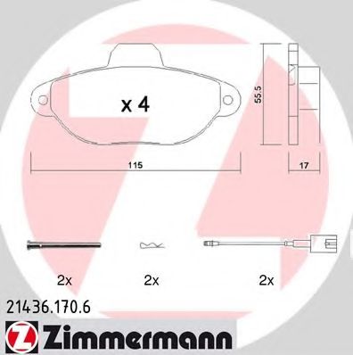 Комплект тормозных колодок, дисковый тормоз ZIMMERMANN 21436.170.6