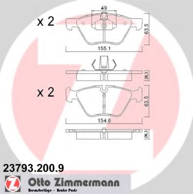 Комплект тормозных колодок, дисковый тормоз ZIMMERMANN 23793.200.9