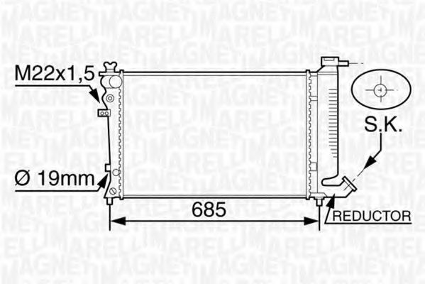 Радиатор, охлаждение двигателя MAGNETI MARELLI 350213120200