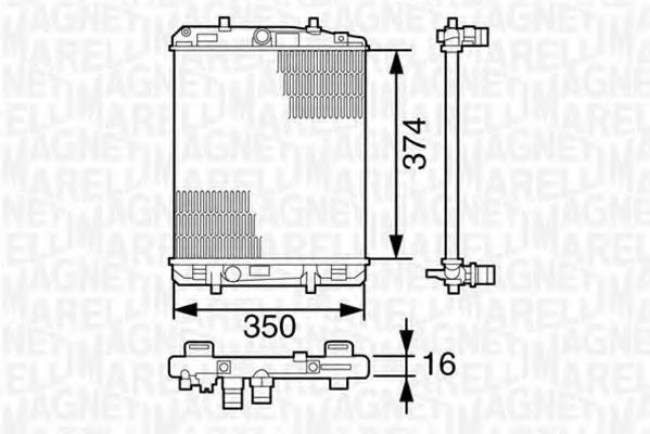 Радиатор, охлаждение двигателя MAGNETI MARELLI 350213393000