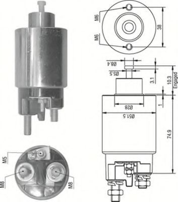 Тяговое реле, стартер MAGNETI MARELLI 940113050354