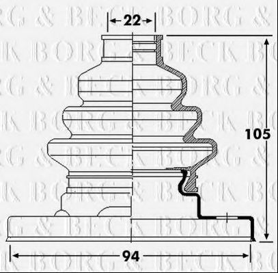 Пыльник, приводной вал BORG & BECK BCB6238