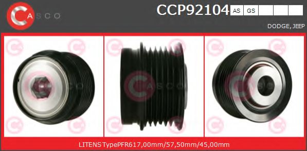 Ременный шкив, генератор CASCO CCP92104AS