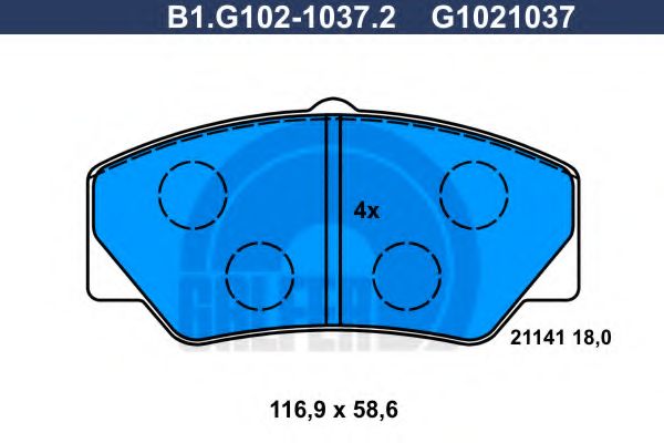 Комплект тормозных колодок, дисковый тормоз GALFER B1.G102-1037.2