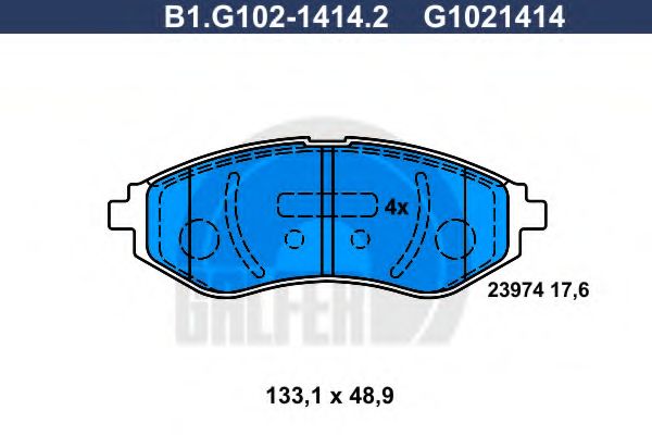 Комплект тормозных колодок, дисковый тормоз GALFER B1.G102-1414.2