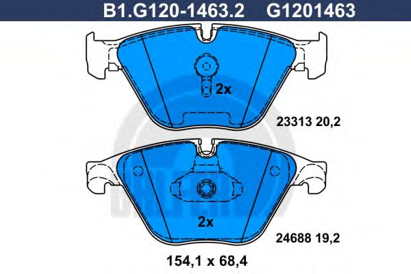 Комплект тормозных колодок, дисковый тормоз GALFER B1.G120-1463.2