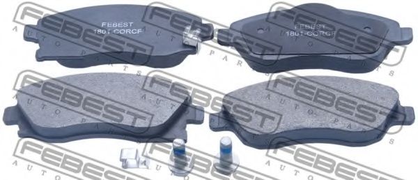 Комплект тормозных колодок, дисковый тормоз FEBEST 1801-CORCF