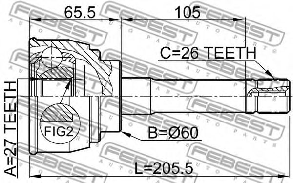 Шарнир, приводной вал FEBEST 0110059