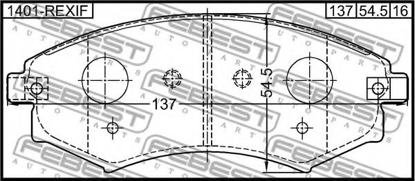 Комплект тормозных колодок, дисковый тормоз FEBEST 1401-REXIF