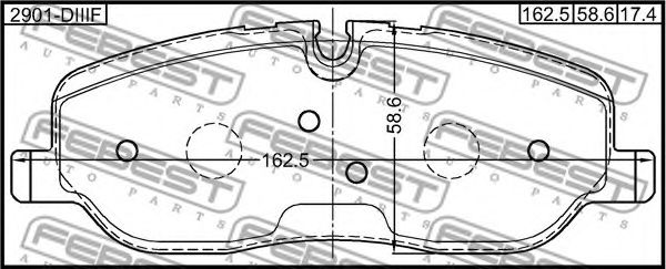 Комплект тормозных колодок, дисковый тормоз FEBEST 2901-DIIIF