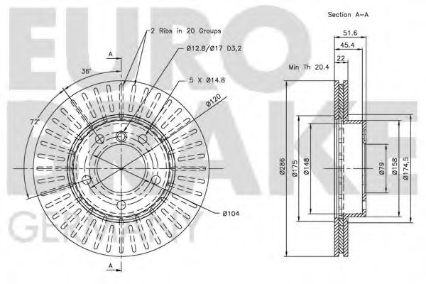 Тормозной диск EURODEAL AUTOPARTS 680