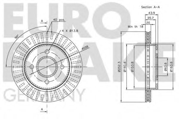 Тормозной диск EURODEAL AUTOPARTS 726