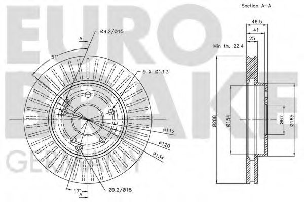 Тормозной диск EURODEAL AUTOPARTS 853