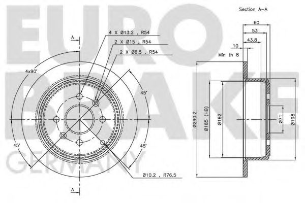 Тормозной диск EURODEAL AUTOPARTS 923