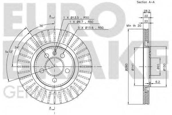 Тормозной диск EURODEAL AUTOPARTS 709