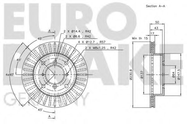 Тормозной диск EURODEAL AUTOPARTS 775