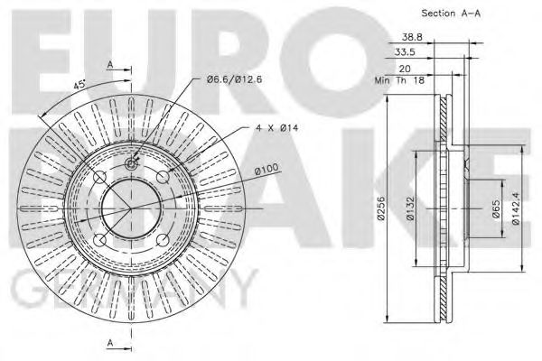 Тормозной диск EURODEAL AUTOPARTS 626
