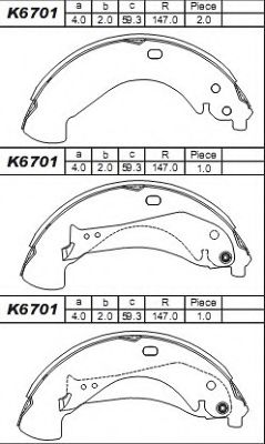 Комплект тормозных колодок ASIMCO K6701