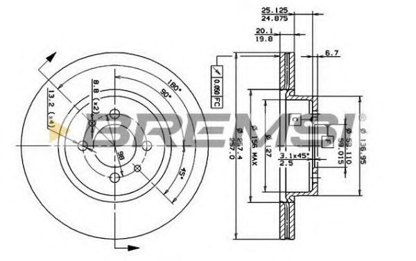 Тормозной диск BREMSI DBA176V