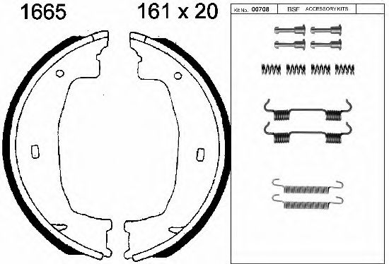 Комплект тормозных колодок, стояночная тормозная система BSF 01665K