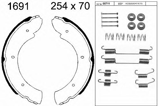 Комплект тормозных колодок, стояночная тормозная система BSF 01691K