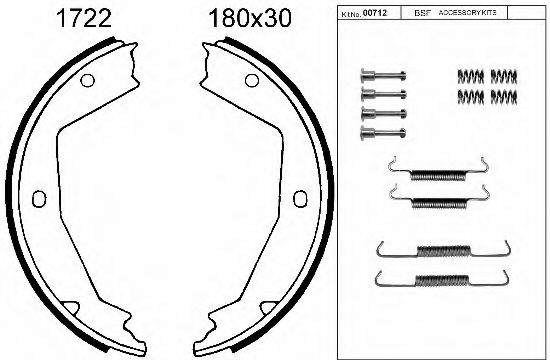 Комплект тормозных колодок, стояночная тормозная система BSF 01722K