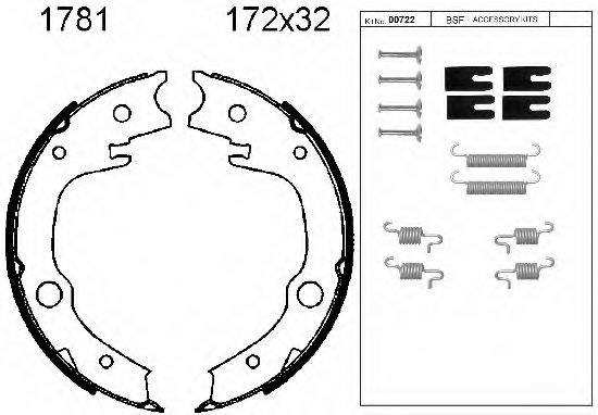 Комплект тормозных колодок, стояночная тормозная система BSF 01781K