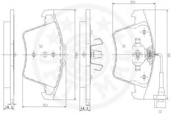 Комплект тормозных колодок, дисковый тормоз OPTIMAL 12290