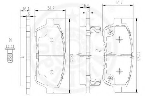 Комплект тормозных колодок, дисковый тормоз OPTIMAL 12447