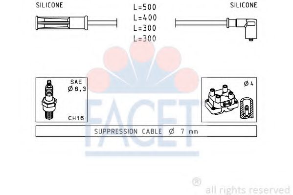 Комплект проводов зажигания FACET 4.7244